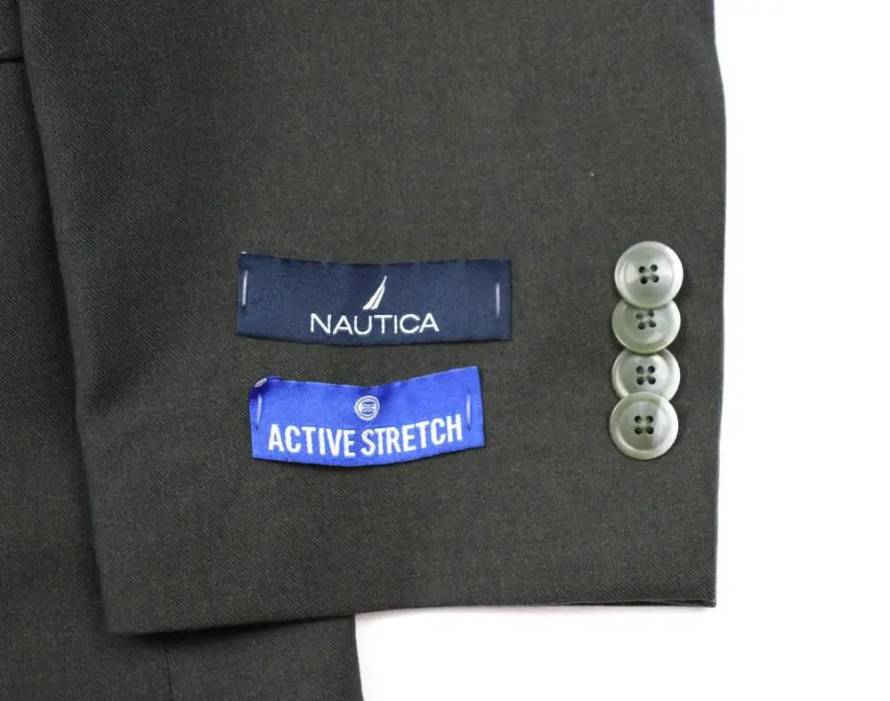 Nautica Suit Mens 38R 32W Olive Modern Fit GAFF Active Stretch 2 Piece NAF4452